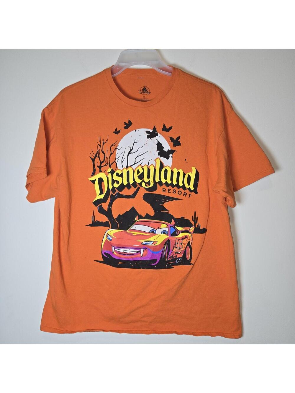Disney Parks Disneyland Pixar Lightning McQueen Halloween Adult Orange Shirt XL